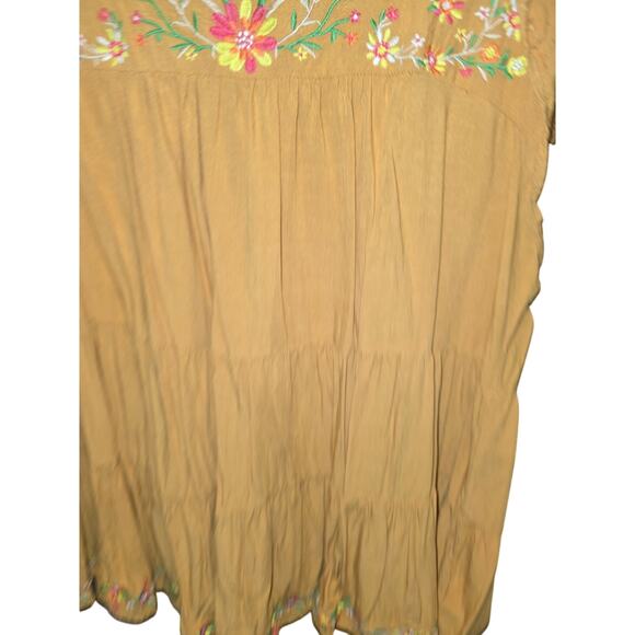 Savanna Jane Embroidered Floral Boho Yellow Flowy Blouse Size 2X GUC - Picture 3 of 4